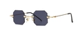 Modern octagon rimless sunglasses with black lenses and golden metallic frame - Gold Black Gray