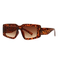 Retro tortoiseshell square frame sunglasses with gradient brown lenses for women - Leopard Print (C4 Leopard Double Tan)