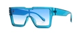 Blaue transparente quadratische Übergroße Sonnenbrille mit Verlaufsgläsern und Nieten - Blau Blau Farbverlauf