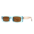 Occhiali da sole rettangolari retrò con montatura azzurra e lenti marroni calde - Blu Tan (C5)