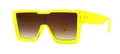 Neon yellow translucent square sunglasses with brown gradient lenses and DD logo - Fluorescent Green Double Tan