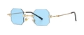 Modern rimless octagonal sunglasses with light blue lenses and gold metal frame - Gold Blue