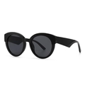 Lunettes de soleil rétro rock noires avec monture texturée à rayures et verres ronds - Monture Noire + Verres Gris Noir / Noir