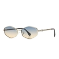 Modern hexagonal gold sunglasses with blue-orange gradient lenses and rope chain temples - Silver Frame Gradient Light Tan Lens