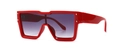 Übergroße rote Sonnenbrille mit Verlaufsgläsern und goldenen Nieten am Rahmen - Rot Doppel Braun