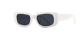 Occhiali da sole rettangolari retrò moderni con montatura bianca spessa e lenti scure - Bianco Nero Grigio