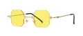 Modern rimless octagonal sunglasses with yellow transparent lenses and gold metal frame - Gold