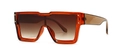 Vintage Oversize-Quadrat-Sonnenbrille mit bernsteinfarbenem Gestell und braunem Verlauf - Tee Doppel-Tee
