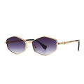 Modern gold geometric sunglasses with purple gradient lenses and woven textured temples - Gold Frame Gradient Grey Lens