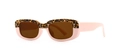 Occhiali da sole rettangolari moderni con montura bicolore leopardata e rosa pastello - Rosa Tan