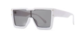 Futuristische weiße Sonnenbrille mit dicken Rahmen, grauen Gläsern und Nieten - Off-White Grau