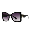 Modern oversized cat-eye sunglasses with black frame and purple gradient lenses - Black Double Grey (C1)