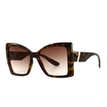 Modern tortoiseshell square sunglasses with gradient brown lenses and gold metal accents - Leopard Double Tan (C3)