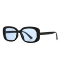 Lunettes de soleil ovales vintage avec monture noire épaisse et verres bleu clair - C8 Noir Bleu