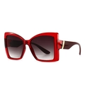 Modern oversized cat-eye sunglasses with translucent red frames and gradient lenses - Red Gradient Grey (C5)