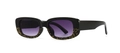 Retro square sunglasses featuring black and leopard print frame with purple gradient lenses - C3 Black Double Grey
