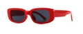 Occhiali da sole retrò rettangolari con montatura rossa e lenti grigio scuro - Rosso Nero
