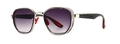 Modern geometric sunglasses with champagne gold frames and purple gradient lenses - Silver Double Grey