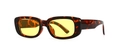 Retro rectangle sunglasses with tortoise shell frame and yellow tinted lenses - Leopard Yellow