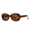 Modern retro oval sunglasses with classic tortoiseshell frame and dark brown lenses - Leopard Frame Tan Lens (C6)
