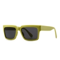 Occhiali da sole retrò verde oliva con montatura quadrata spessa e lenti grigie - Verde Nero Grigio
