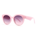 Rosane Retro Rund-Sonnenbrille mit Verlaufsgläsern und strukturierter Fassung für Damen - Rosa Rahmen + Graurosa Verlaufsgläser / Rosa Verlauf