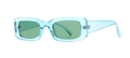 Retro rectangle sunglasses with light blue translucent frames and green lenses - Cyan