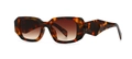 Modern rectangular tortoiseshell sunglasses with brown gradient lenses and geometric arms - Leopard Brown Gradient