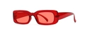 Modern retro rectangular sunglasses with transparent red frames and tinted lenses - Double Red