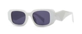 Modern white square frame sunglasses with dark grey lenses and geometric temples - White Black Grey