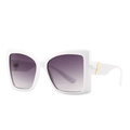 Modern white frame square sunglasses with purple gradient lenses and gold metal accents - White Double Grey (C4)