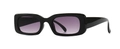 Retro rectangle sunglasses with black thick frame and purple gradient lenses for women - Black Double Gray
