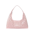 Rosa Hobo-Tasche aus Lackleder mit silbernen Nieten im modischen Punk-Stil - Rosa
