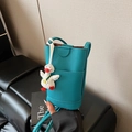 Mini sac à bandoulière bleu sarcelle pour téléphone avec charmant petit canard blanc - Avec Pendentif / Bleu