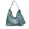 Minimalistische Hobo-Tasche in Nebelblau aus strukturiertem Kunstleder mit kleiner Tasche - Blau