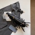 Creative black lobster-shaped leather crossbody bag with gold rivets and top handle - Black