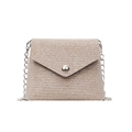 Sparkly silver glitter crossbody mini bag with chain strap and envelope flap closure - Square / Gold