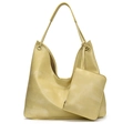 Minimalistische große blassgelbe Hobo-Schultertasche mit passendem kleinen Etui - Gelb