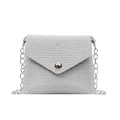 Chic silver glitter crossbody mini bag with metallic chain strap and magnetic flap - Square / Silver