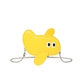 Sac bandoulière mignon en forme d'avion jaune avec yeux cartoon et chaîne argentée - Jaune