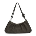 Chic dark taupe woven cloud bag with stylish rope strap and knotted design detail - Black