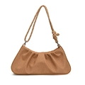 Women's woven cloud bag underarm shoulder purse in natural tan with knotted rope strap - Brown