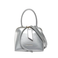 Borsa a bauletto argento metallizzato con manico e tracolla regolabile - Argento