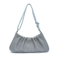Blue and white woven cloud bag with pleated design and soft rope shoulder strap - Blue
