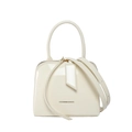 Borsa a mano in vernice crema con finitura lucida e tracolla rimovibile sottile - Bianco