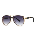 Modern vintage aviator sunglasses with purple gradient lenses and gold metal frames - C6 Gold Double Grey