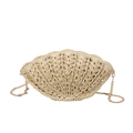 Handmade beige straw shell bag with shell-shaped weave and golden metal chain strap - White