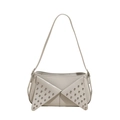 Chic cream white punk rivet underarm bag with adjustable strap and silver studs - Gray