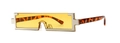 Flat top square sunglasses with yellow lenses, silver metal frame and leopard temples - C6 Silver Yellow