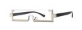 Flat top rectangular semi-rimless sunglasses with silver metal frame and black temples - C7 Silver Transparent